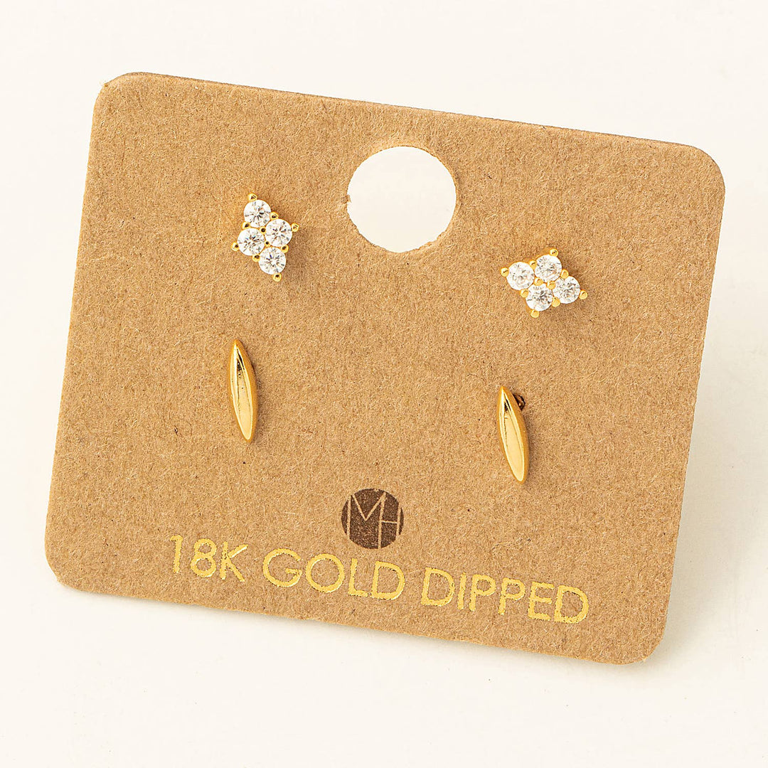 RESTOCK Mini Four Piece Rhinestone Stud Earrings