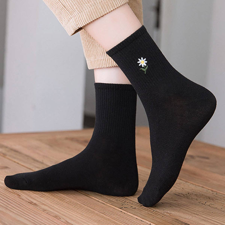 FLOWER EMBROIDERY SOCKS (OS) / ORANGE