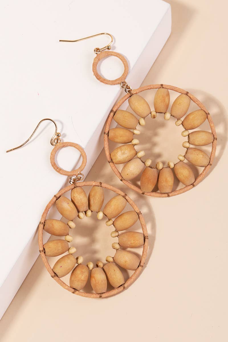 Wooden Circle Drop Earrings