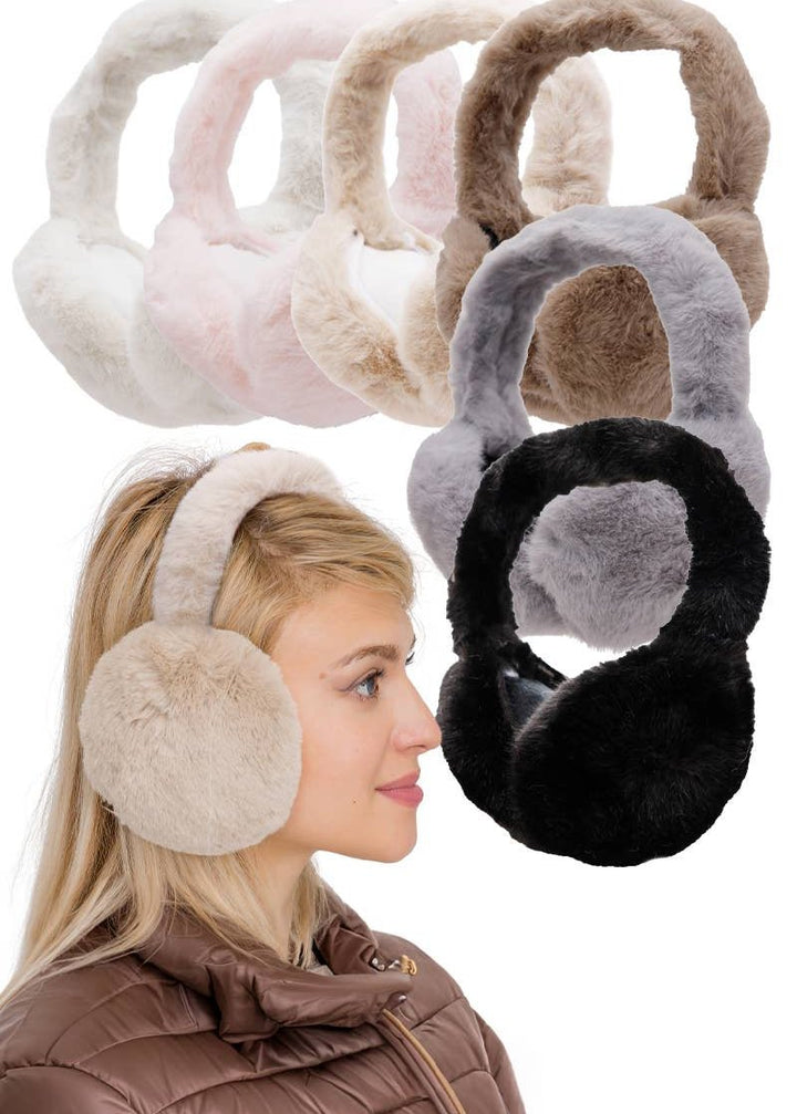 DOORBUSTER Fluffy Faux Fur Foldable Winter Earmuffs