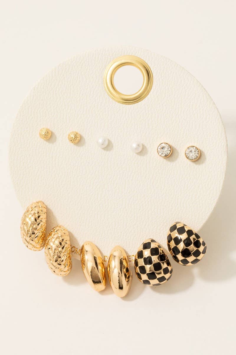 RESTOCK Mixed Huggie And Stud Earrings Set