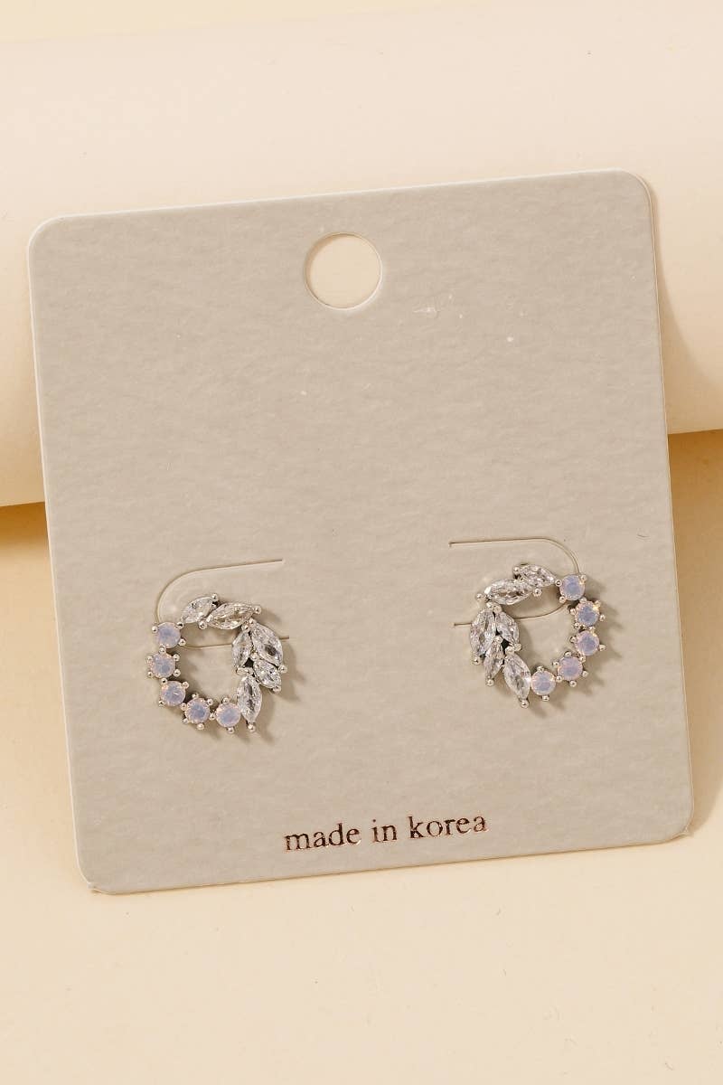 Mixed Cz Cluster Hoop Stud Earrings