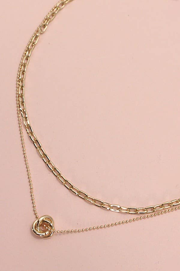 GOLD FLORAL BUD DOUBLE LAYER NECKLACE