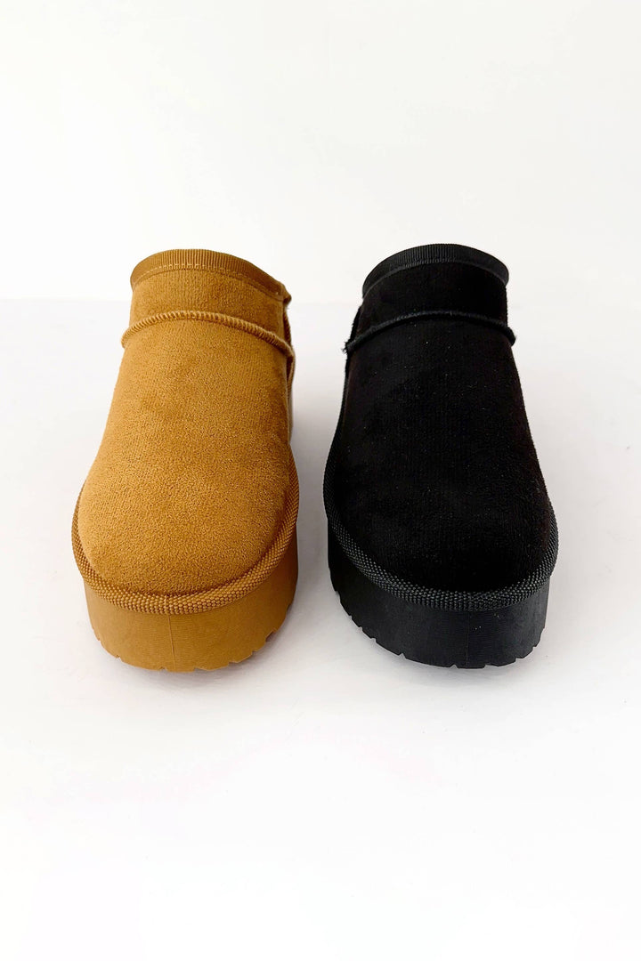 Solid Mini Ankle Fur-Lined Platform Slippers