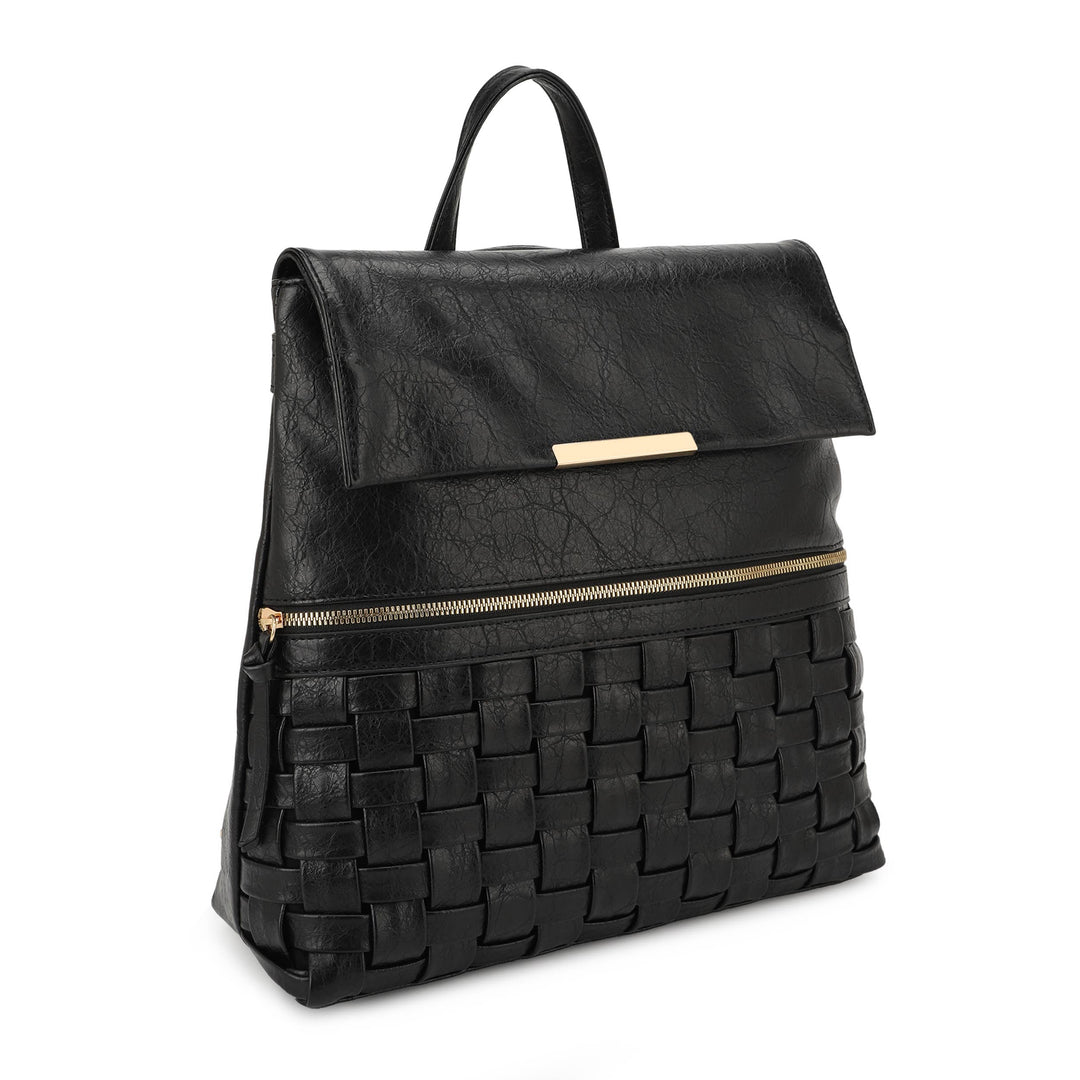 Freya Woven Backpack in Black