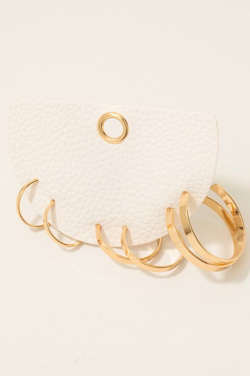 Three Pair Solid Hoop Earrings Set