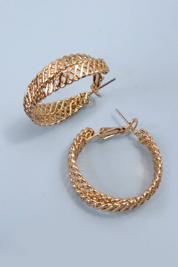 INTERWINED WIRE TEXTURE HOOP EARRIGNS