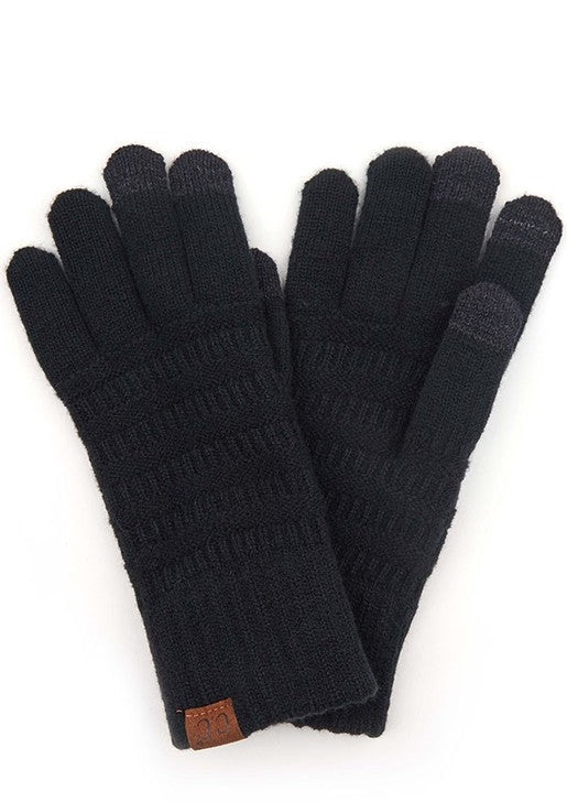 C.C Solid Ribbed Knit Gloves