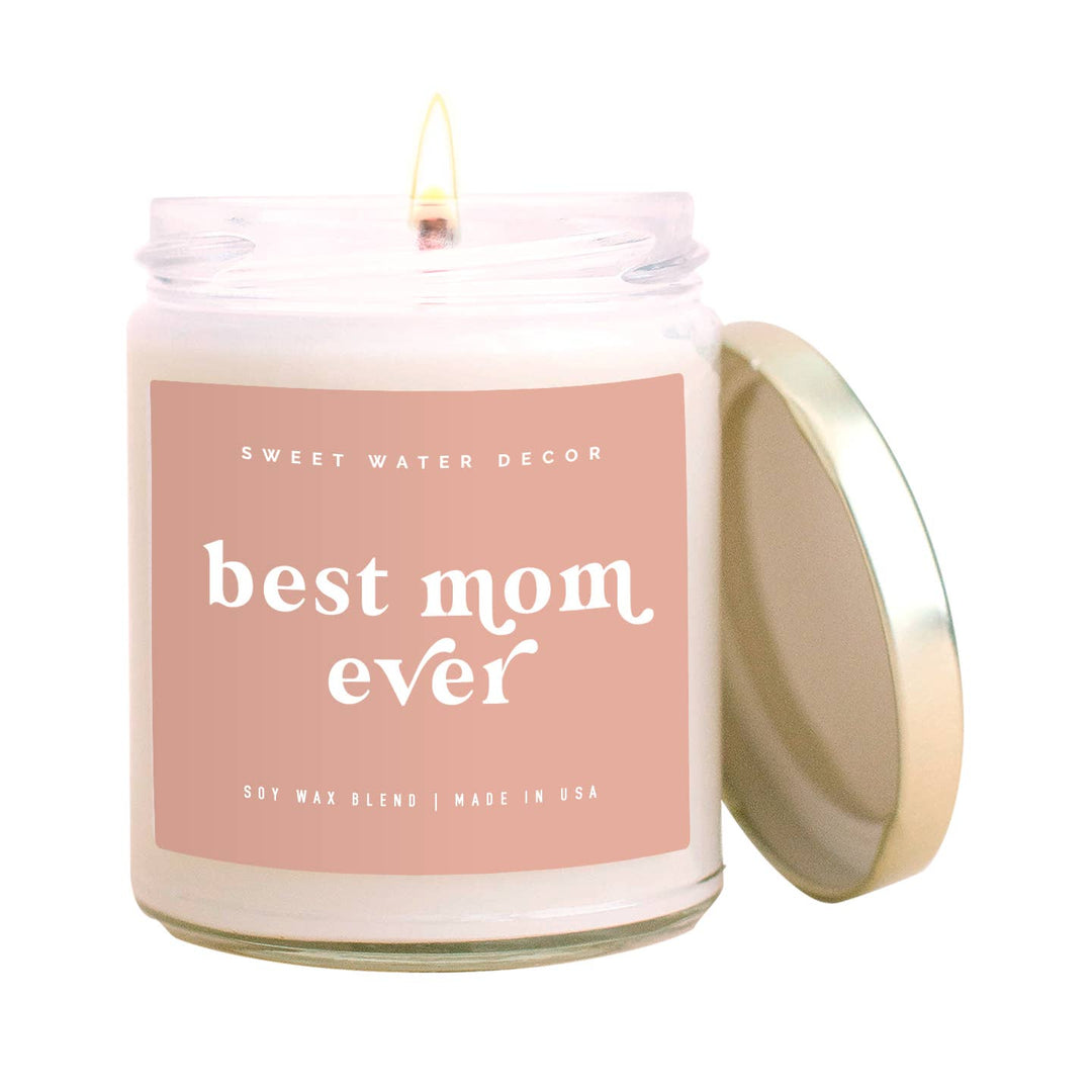 CLEARANCE FINAL SALE Best Mom Ever! Soy Candle - Clear Jar - Blush Pink - 9 oz