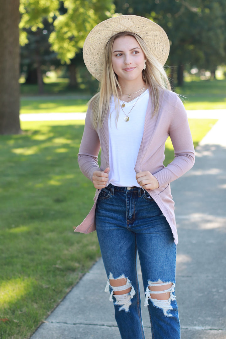 CLEARANCE FINAL SALE Simple Sweet Cardigan | Beige Pink