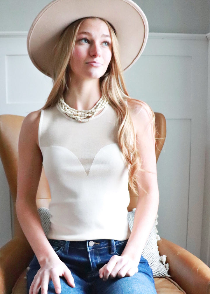 CLEARANCE FINAL SALE May Sweetheart  Sleeveless Top - Ivory