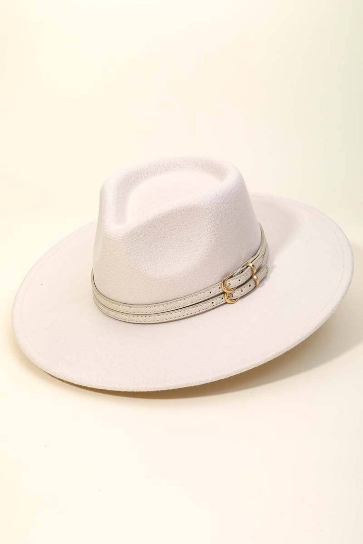 Double Belt Strap Fedora Fashion Hat